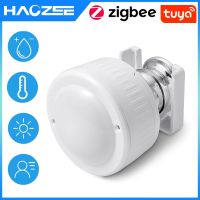 Tuya ZigBee Multi-Sensor 4 in 1 Smart PIR Motion Humidity Light Temperature Sensor USB Charge Or Battery Operated