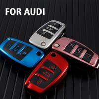 hgjmgkkk TPU Car Folding Key Cover Case Auto Shell Remote For Audi A3 8L 8P A4 B6 B7 B8 A6 C5 C6 4F RS3 Q3 Q7 TT 8L 8V S3 Accessories