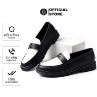 Giày penny loafer da nam MĐ G1085 phối màu trắng đen thời trang thumbnail