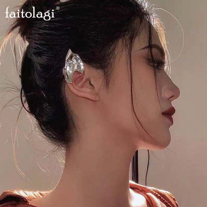 ต่างหูแฟชั่นใหม่พังก์นางฟ้าคลิปสำหรับผู้หญิง-goth-เหล็กผิดปกติหูที่ผิดปกติไม่มีเครื่องประดับต่างหูเจาะ