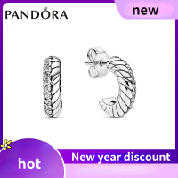 ต่างหูโซ่กระดูกงูเงิน 925 แพนดอร่าของขวัญอารมณ์ผู้หญิงEarrings Pandoraˉ 925 Silver Pavé Pavé Snake Bone Chain Earrings 299091C01 Temperament Gifts Womens Earrings