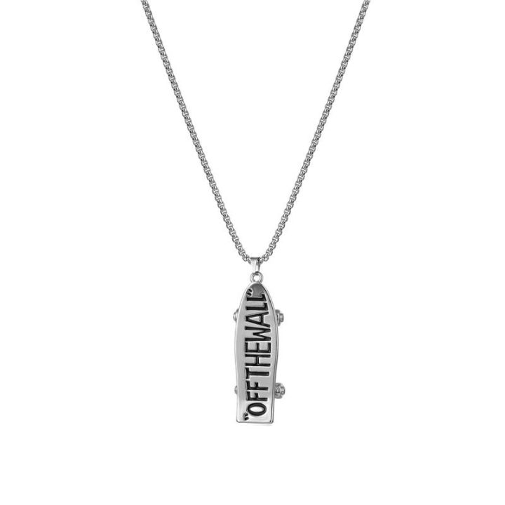 jdy6h-off-the-wall-slogan-skateboard-pendant-necklace-ladies-men-stainless-steel-pendant-necklace-punk-jewelry-wholesale