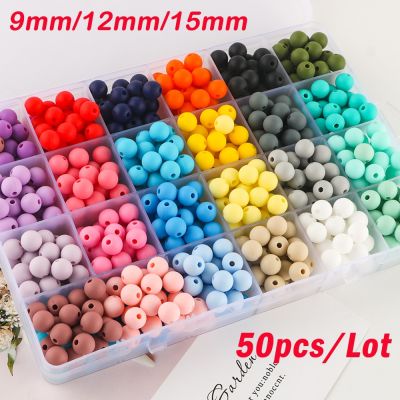 ☎ 50Pcs/Lot Silicone Beads 9/12/15MM Beads For Jewelry Making To Make Bracelets DIY Pacifier Chain Necklace Jewelry Accessories