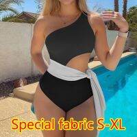 Lightweight Summer Special Fabric Womens Beachwear Sexy Swimsuit Breathable 4-color Large One-shoulder Jumpsuit