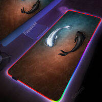 Gaming M Ousepad เกม Slipmat RGB Led การติดตั้ง Gamer ตกแต่งเย็นเรืองแสงแผ่นรองเม้าส์ศิลปะปลาพีซีสาธารณรัฐของนักเล่นเกมที่มีสายพรม