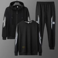 2022 Mens Winter Sport Running Set M-8XL Plus Size Casual Sportswear Sweatshirts 3 Pieces Warm Jacket Tracksuit Sweats for Men