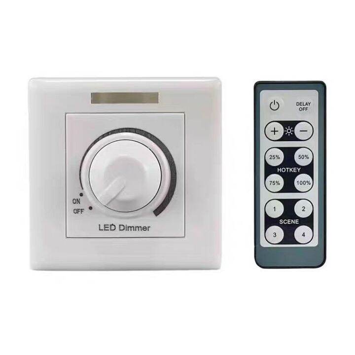 150W LED Dimmer 90240V White IR Knob Switch Wireless Remote Control