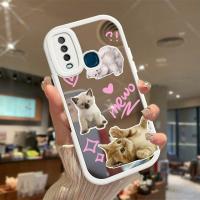 เคสสำหรับ Vivo Y17พื้นผิวกระจกแมวน่ารักฝาหลังโทรศัพท์กันกระแทก2023รูปแบบใหม่ฝาครอบป้องกันกล้องคลุมทั้งหมดปลอกซิลิโคน