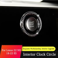 ：》“{： QHCP Alloy Clock Circle One-Click Start Button Trim Ring Quartz Watch Decorative Sticker For Lexus 22 NX/18-22 ES Car Interior