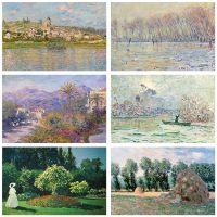 Monet นิทรรศการ Claude Monet สวนภูมิทัศน์พิพิธภัณฑ์บทคัดย่อวินเทจโปสเตอร์ภาพผนังห้องนั่งเล่นตกแต่งบ้าน