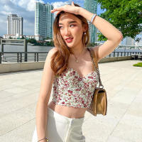 Rose vest suspenders European and American womens summer new small fresh three-dimensional floral tube top women