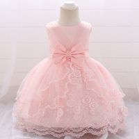 【CW】 Pink Baby 1st Birthday Kids Child Christening Evening Clothing Vestidos