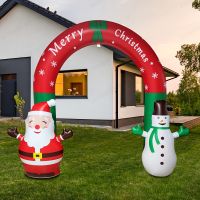 geegostudio 1pc Inflatable Christmas Arch, Giant PVC Inflatable Christmas Arch With LED Lights, Luminous Santa Claus, Outdoor Courtyard Christmas Decoration Ornaments