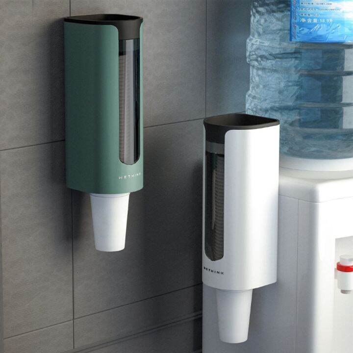 single-cup-dispenser-pull-type-disposable-paper-cups-automatic-remove-taker-wall-mounted-saving-organizer-kitchen-home-storage