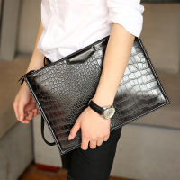 New Business Bag Luxury Men Clutch High Quality Large Capacity Envelope Bag Fashion Crocodile Leather Wallet Cross Document Bag