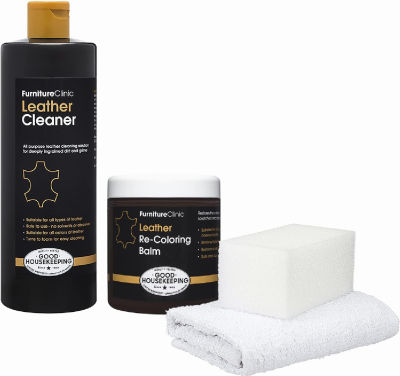 ‎FurnitureClinic FurnitureClinic Leather Easy Restoration Kit | Includes Leather Recoloring Balm & Leather Cleaner, Sponge & Cloth | Restore & Repair Sofas, Car Seats & More (White)