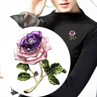Overcoat Maam High-grade Accessories Pink Purple Temperament Cardigan Korean Version Rose Brooch