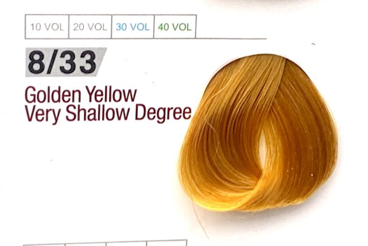Sự tươi sáng và huyền diệu của màu nhuộm tóc Salamy 8/33 Golden Yellow chắc chắn sẽ làm bạn ngạc nhiên. Hãy xem ảnh liên quan để cảm nhận được sự khác biệt và sự đẹp của màu nhuộm tóc này.