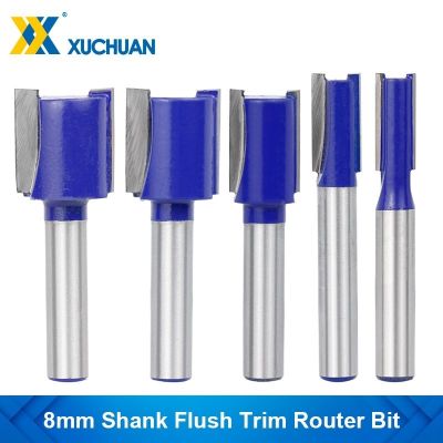 Wood Router Bit 2 Flute Straight End Mill 8mm Shank Flush Trim Router Bit Tungsten Carbide Edgin Bit 8-20mm Wood Milling Cutter