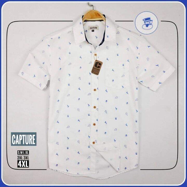 capture-shirt-เสื้อเชิ้ตผู้ชาย-เชิ้ตแขนสั้น-คอปก-ลายคริสต์มาส-สีขาว-มีถึงอก-48-นิ้ว