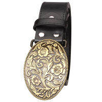 Fashion belt men Retro Tang dynasty flower design belt arabesque pattern golden flower Fashion element popular girdle women gift