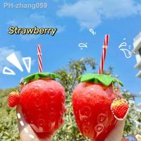 500ML Strawberries Straw Cup Large-capacity Plastic Water Cup Milk Tea Cup Student Water Cup Summer Water Bottle