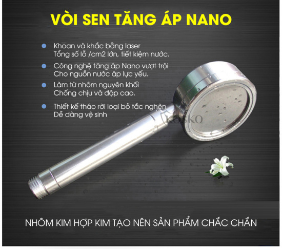 Bộ vòi sen tăng áp 400% nhôm nguyên khối công nghệ nano siêu tiết kiệm nước - ảnh sản phẩm 2