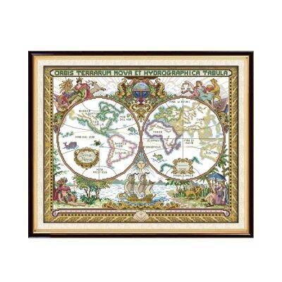 【hot】℡﹊▤  Old world map cross stitch kit  14ct 11ct print hand sew cross-stitching embroidery handmade needlework