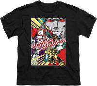 Trevco Sportswear HBRO339-YT-3 Transformers &amp; Comic Poster-Short Sleeve Youth 18-1 T-Shirt, Black - Large