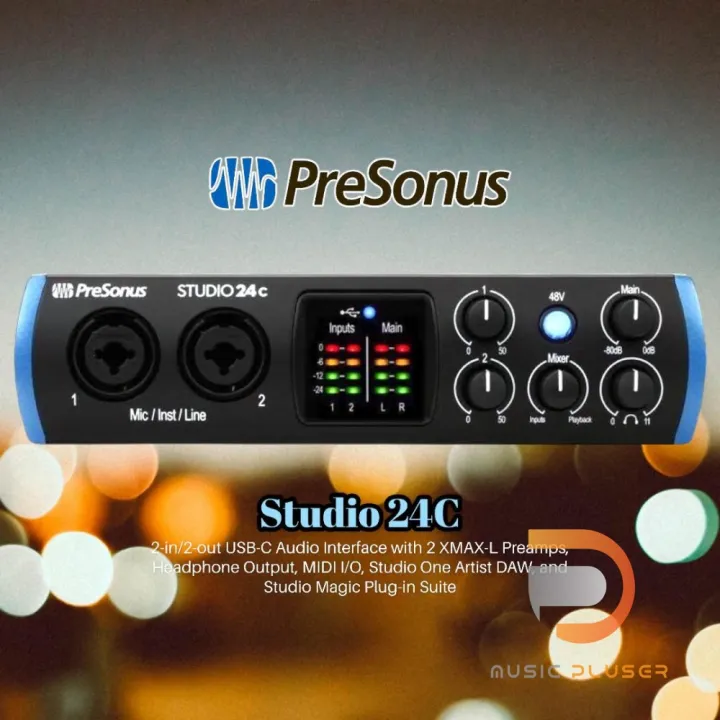 PreSonus Studio 24C ออดิโออินเตอร์เฟส 2-in/2-out USB-C Audio Interface ...