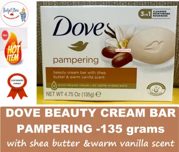 Dove Shea Butter Beauty Cream Moisturizing Bar Soap with Vanilla Scent, Size: 4.75 oz, White