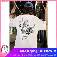 เสื้อยืดกีฬา 【】ripndip TattooTeeรอยสักญี่ปุ่นแมวแขนสั้นแมวฐานนิ้วกลางแมวชายและหญิงคู่Tเสื้อ Popular T-shirts