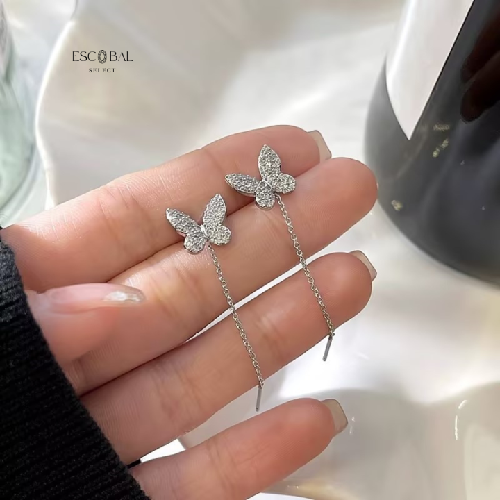 escobal-ต่างหูเงินแท้-butterfly-ear-wire-จี้เพชร-moissanite-ต่างหูเพชร-ต่างหูแฟชั่น-ตุ้มหูเงินแท้-ต่างหูเกาหลี-ตุ้มหูเพช