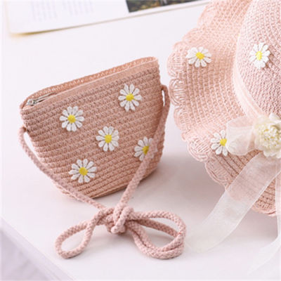 2022 Purse Handbag Straw Messenger Bag Shoulder Mini Flower Daisy Princess New Children Summer