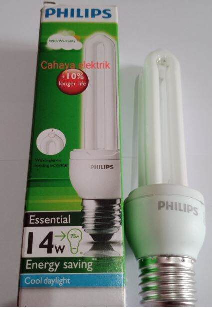 Philips Essential 14 Watt Hemat Energy Warna Putih 1 Buah-Cahaya ...