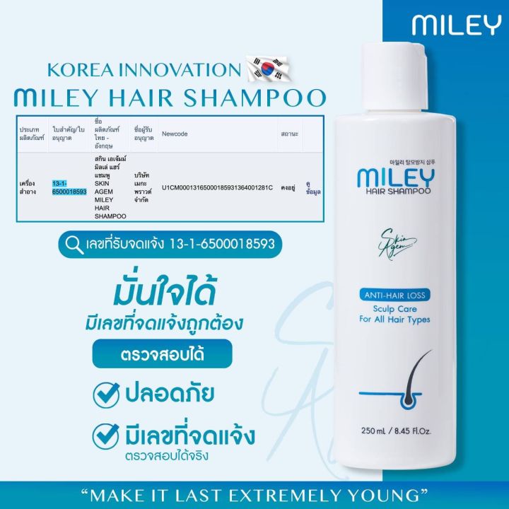 โปรพิเศษ-2แถม2-แชมพูลดผมร่วง-มิลเล่-แฮร์-แชมพู-miley-hair-tonic-miley-hair-shampoo-ผลิตภัณฑ์ดูแลเส้นผม-จากเกาหลี