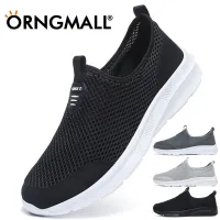 ORNGMALL Mesh Shoes for Men High Quality Sneakers Slip-On Breathable Black Fashion Gym Casual Light Walking Suitable For Daily Life and Sports Plus Size 38-48