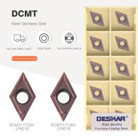 DCMT070204MV DCMT070208MV DCMT11T304 DCMT11T308 LF6018 เม็ดมีดคาร์ไบด์ DESKAR แทรกเครื่องมือกลึงสแตนเลส