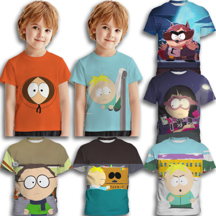 South Park ใหม่เสื้อยืดลายการ์ตูนอนิเมะสำหรับเด็กแฟชั่นยุโรปและอเมริกา ...
