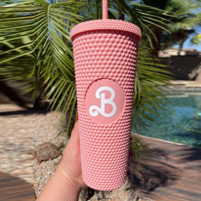 pink barbie Straw Water Bottle 800ml Drinking Cups with Straw Reusable Beverage Container Portable Daily Water buraimy