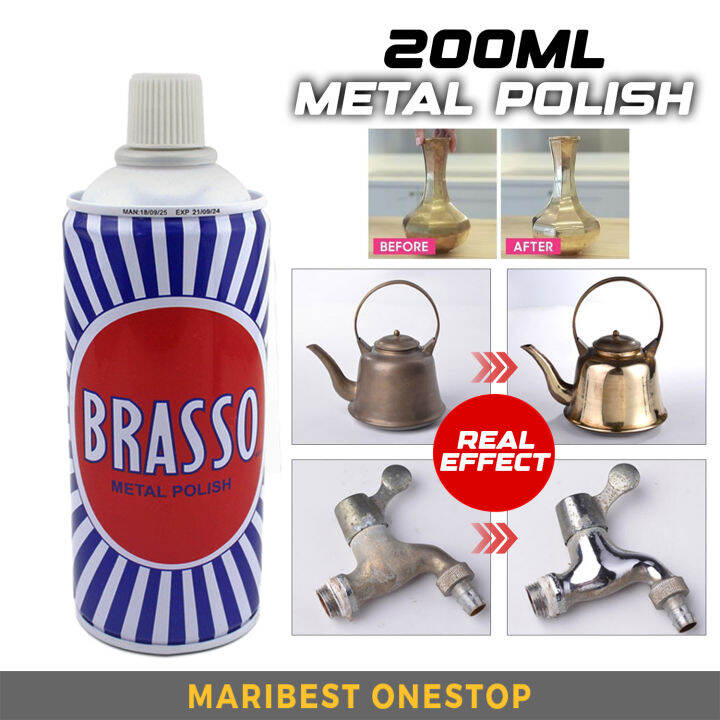 200ML BRASSO Metal Polish Chrome All Metal Silver Brass Chrome Polish