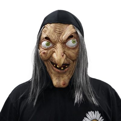 Adult Ugly Old Witch Mask Scary Women Latex With Hair Halloween Party Costume Cosplay  Props