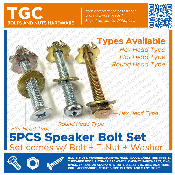 TGC 5SETS Speaker Bolt / Tnut with Bolt for Speakers / Tnut with Screw