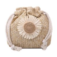 Cute Straw Bucket Bag Personalized Girl One Shoulder Messenger Bag