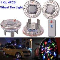 ┇◈ 4 Pcs Car Wheel LED Lamp Waterproof Solar Colorful Tire Light Automobile Intelligent Car Wheels Hub Lights Accessories Exterior