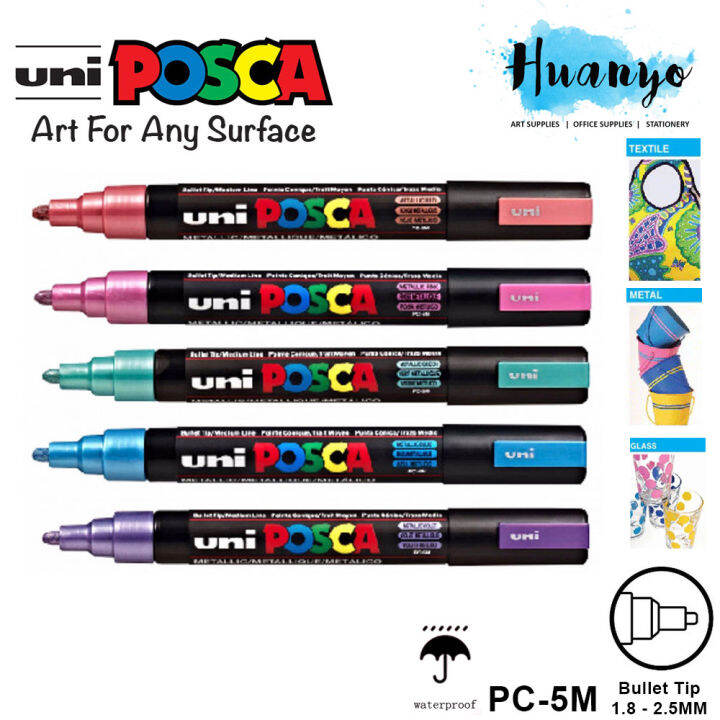 Uni Posca PCF-350 Silver Paint Marker Pen Metal Glass Plastic 0.1-10mm Brush  Nib