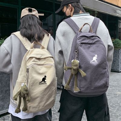 ✵ British kangaroo Korean men and women large-capacity simple canvas backpack outdoor travel backpack student schoolbag NY
