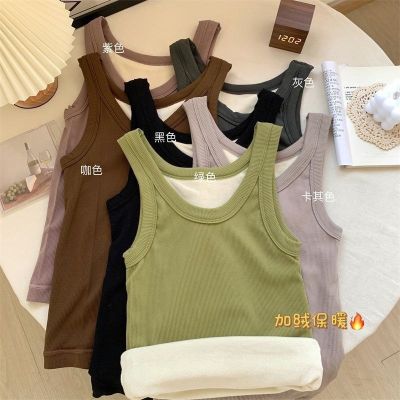 [COD] and winter warm vest womens fleece thick outer sleeveless cold-proof inner thermal underwear girl tops