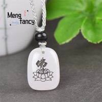 ZZOOI Natural Hetian White Jade Lotus Buddha Pendant Charms Fashion Luxury Jewelry Women Men Engraver Amulet Necklace Holiday Gifts