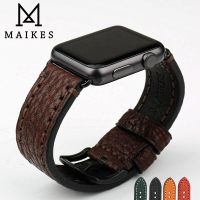 MAIKES หนังวัวคุณภาพสูงสำหรับสายนาฬิกาข้อมือ45มม. 41มม. 7/6/5/Se สำหรับสายรัด Iwatch 44มม. 40มม.